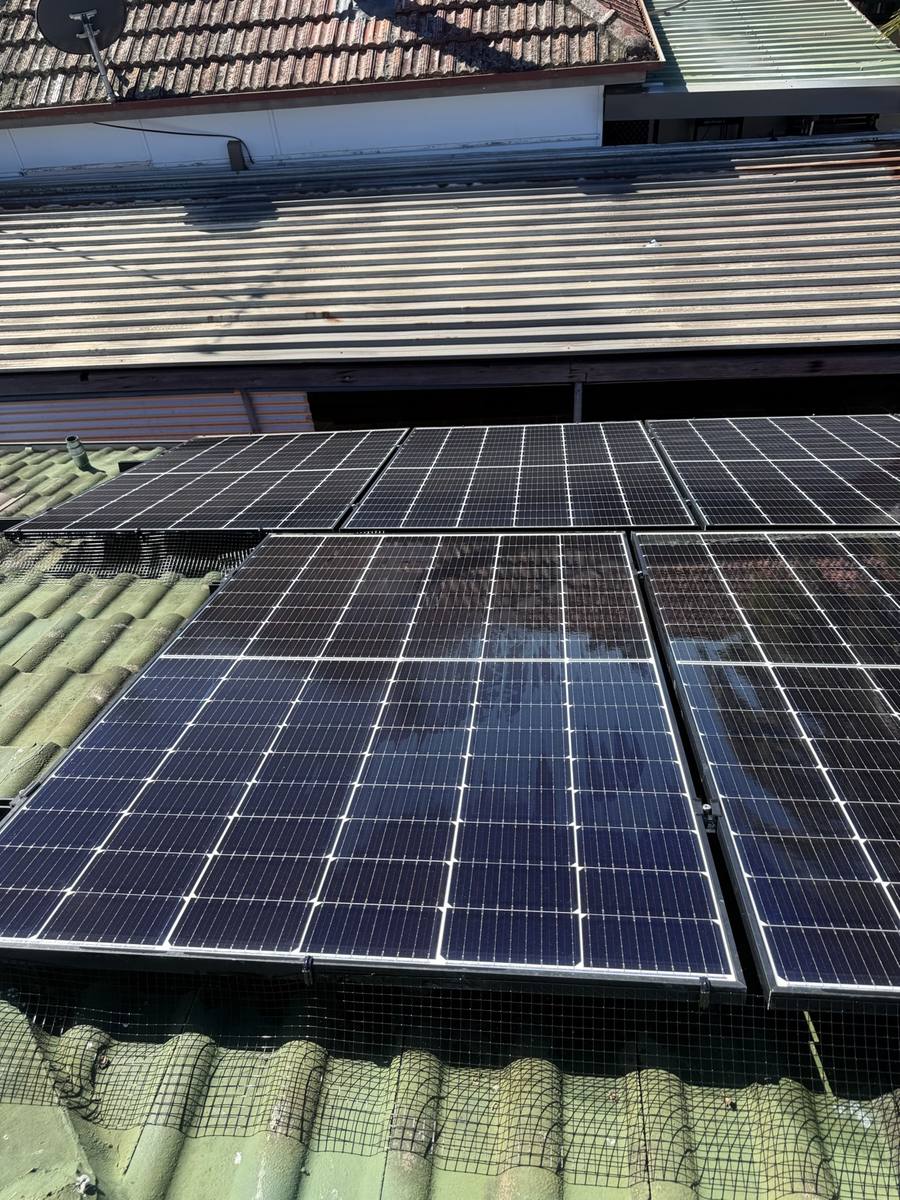 Spotless solar panel array after professional clean