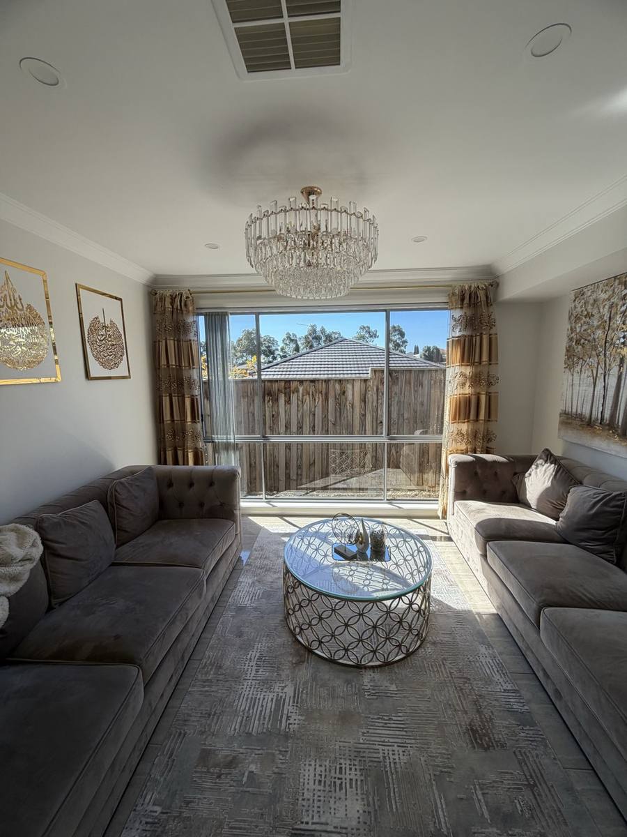 Beautiful living room with streak-free windows after professional cleaning